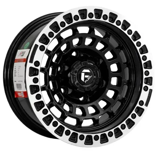 15X8 139.7X6 ET-10 CB110 BLACK/RING POLISH/RIVET BLACK - 1