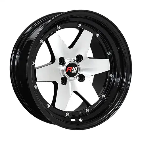 15X8 100X4 ET10 CB73.1 BLACK MACHINE/LIP BLACK/RIVET - 1