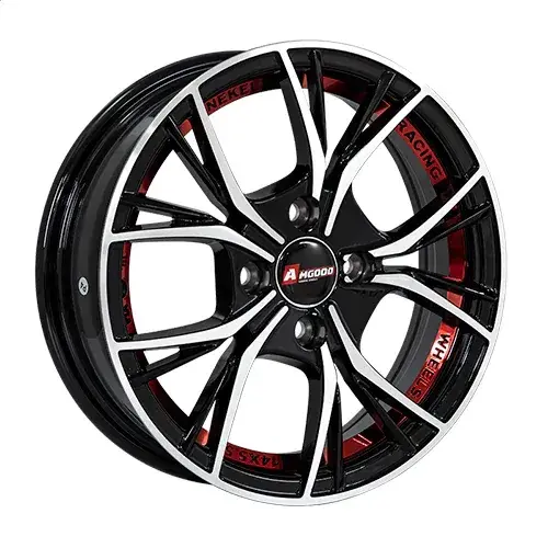 14X5.5 100X4 ET35 CB67.1 SMATE BLACK MACHINE/UNDERCUT RED - 1