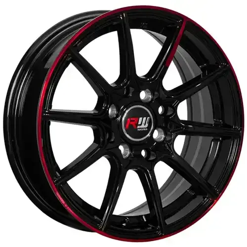 14X6 100/114.3X8 ET35 CB73.1 BLACK/LINE RED - 1