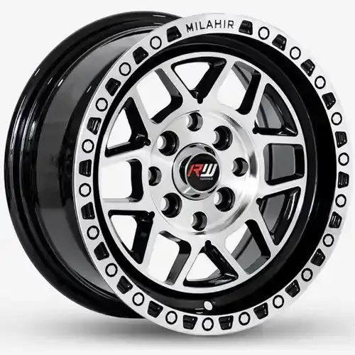 13X6 100/114.3X8 ET15 CB73.1 BLACK MACHINE/RING POLISH/RIVET - 1