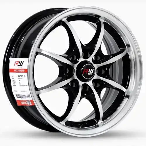 14X5.5 100/114.3x8 ET35 CB73.1 BLACK MACHINE/LIP POLISH - 1
