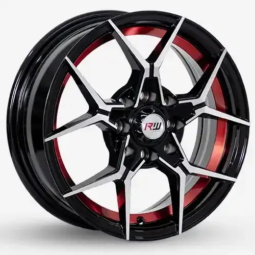 14X5.5 100/114.3X8 ET35 CB73.1 BLACK MACHINE/UNDERCUT RED - 1