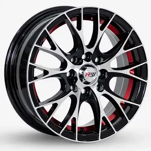 14X5.5 100/114.3X8 ET35 CB73.1 BLACK MACHINE/UNDERCUT RED - 1