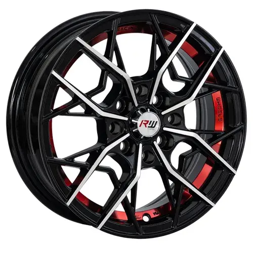 14X5.5 100/114.3X8 ET35 CB73.1 BLACK MACHINE/UNDERCUT RED - 1