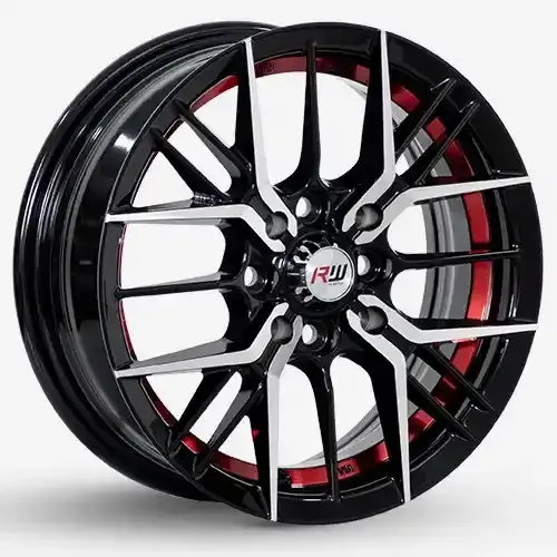 14X5.5 100/114.3X8 ET35 CB73.1 BLACK MACHINE/UNDERCUT RED - 1