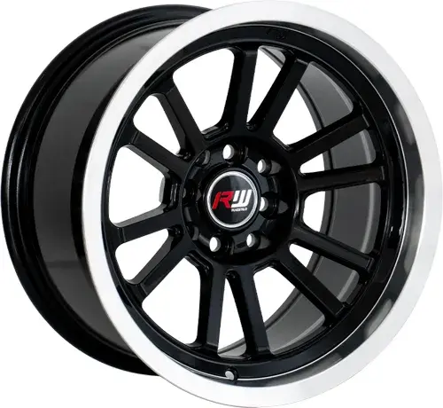 14X7 100/114.3X8 ET-10 CB73.1 BLACK MACHINE/UNDERCUT RED/LIP POLISH - 1