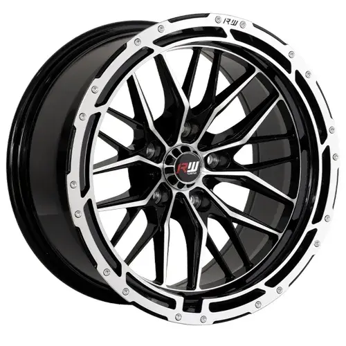 16X8 114.3X5 ET-5 CB73.1 HYPER BLACK/RING POLISH/RIVET - 1