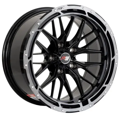 16X8 114.3X5 ET-5 CB73.1 HYPER BLACK/RING POLISH/RIVET - 1