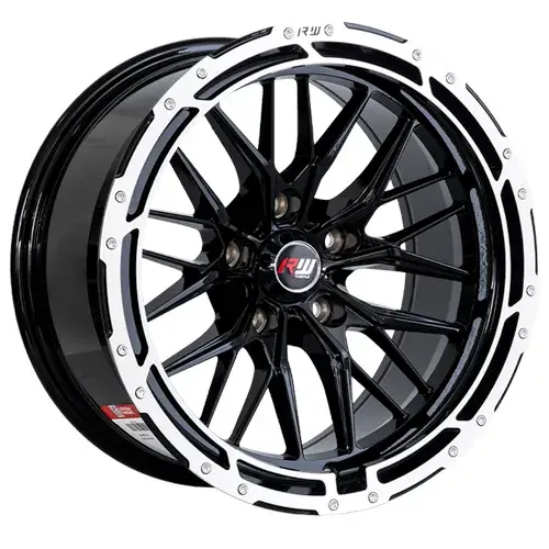 16X8 114.3X5 ET-5 CB73.1 HYPER BLACK/RING POLISH/RIVET - 1
