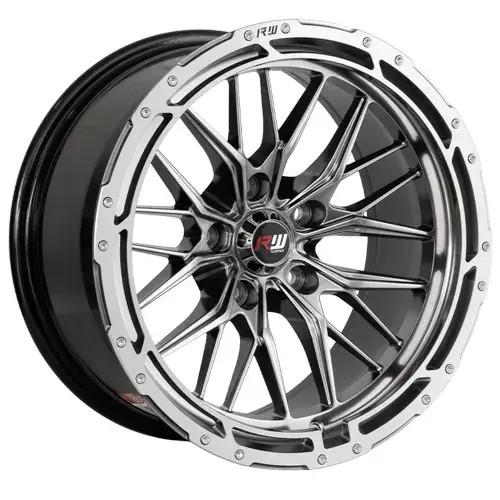 16X8 114.3X5 ET-5 CB73.1 HYPER BLACK/RING POLISH/RIVET - 1