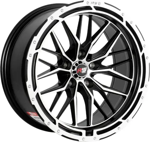 16X8 114.3X5 ET-5 CB73.1 HYPER BLACK/RING POLISH/RIVET - 1