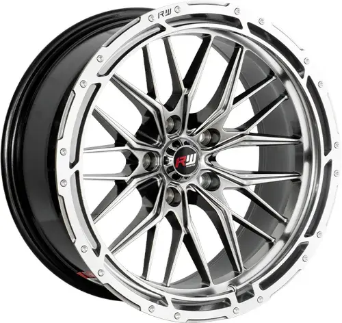 16X8 114.3X5 ET-5 CB73.1 HYPER BLACK/RING POLISH/RIVET - 1
