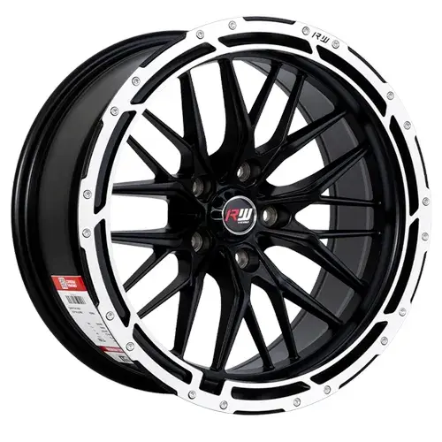 16X8 114.3X5 ET-5 CB73.1 HYPER BLACK/RING POLISH/RIVET - 1