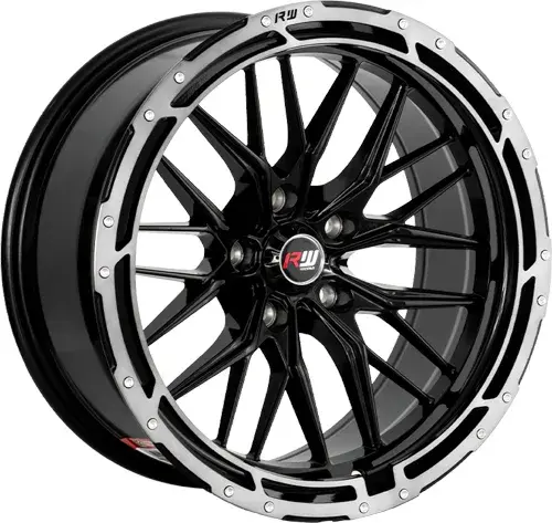 16X8 114.3X5 ET-5 CB73.1 HYPER BLACK/RING POLISH/RIVET - 1