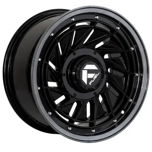 16X8 130/139.7X12 ET-5 CB100.1 BLACK/LIP POLISH BLACK/RIVET - 1