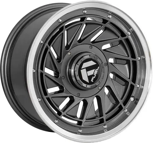 16X8 130/139.7X12 ET-5 CB100.1 BLACK/LIP POLISH BLACK/RIVET - 1
