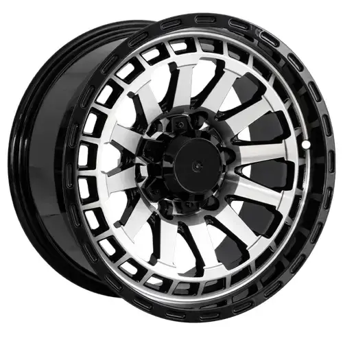 16X8 139.7X6 ET-12 CB110.5 BLACK MACHINE/LIP BLACK - 1