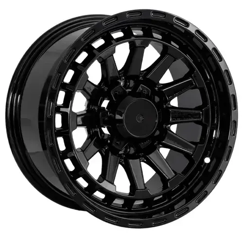 16X8 139.7X6 ET-12 CB110.5 BLACK MACHINE/LIP BLACK - 1