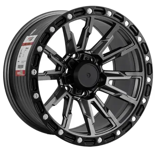 17X9 139.7X6 ET0 CB110.5 SMATE SILVER/RING SMATE BLACK/RIVET - 1