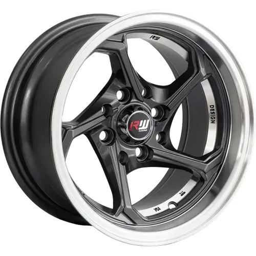 13X7 100/114.3X8 ET-5 CB73.1 BLACK/UNDERCUT RED/LIP POLISH - 1