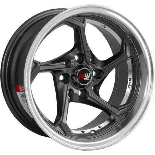 13X7 100/114.3X8 ET-5 CB73.1 BLACK/UNDERCUT RED/LIP POLISH - 1