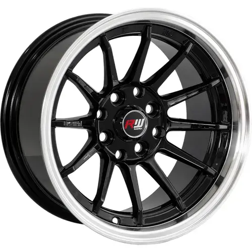 14X7 100/114.3X8 ET-7 CB73.1 BLACK/UNDERCUT RED/LIP POLISH - 1