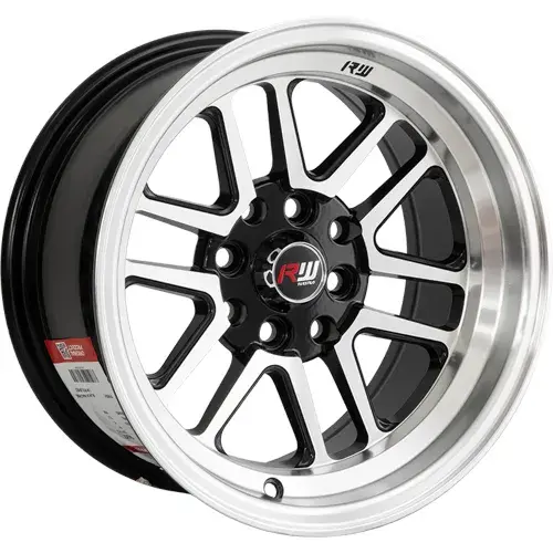 14X7 100/114.3X8 ET-5 CB73.1 BLACK MACHINE/LIP POLISH - 1