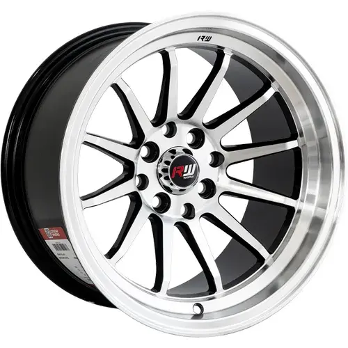 14X7 100/114.3X8 ET-7 CB73.1 BLACK/UNDERCUT RED/LIP POLISH - 1