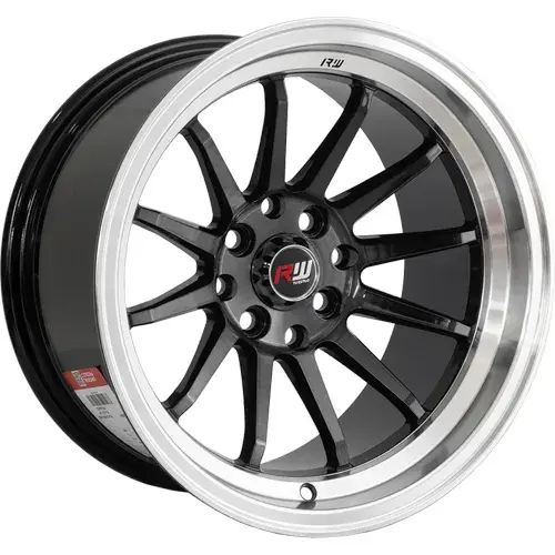 14X7 100/114.3X8 ET-7 CB73.1 BLACK/UNDERCUT RED/LIP POLISH - 1