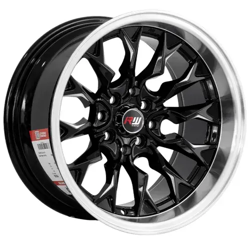 15X8 100/114.3X8 ET-10 CB73.1 BLACK/MILLING RED/LIP POLISH - 1