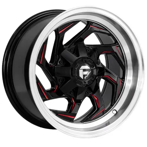 15X8 139.7X6 ET-10 CB110.5 BLACK/MILLING RED/LIP POLISH - 1