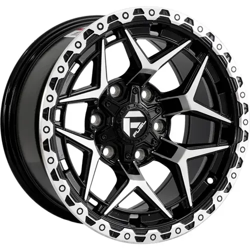 16X8 139.7X6 ET-5 CB110.5 BLACK MACHINE/RING POLISH - 1