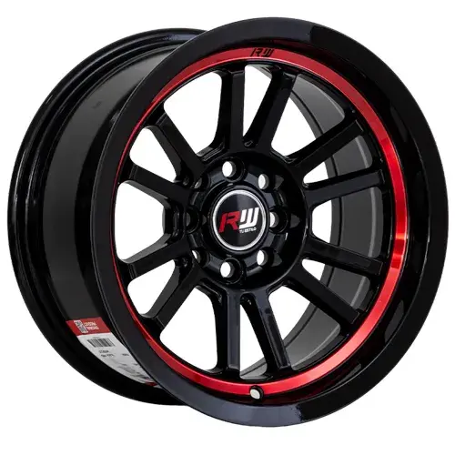 14X7 100/114.3X8 ET-10 CB73.1 BLACK MACHINE/UNDERCUT RED/LIP POLISH - 1