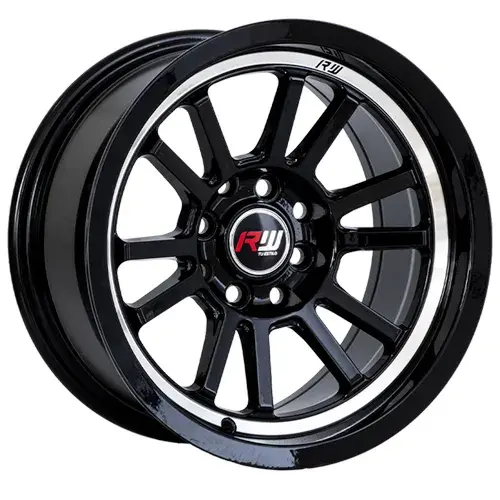 14X7 100/114.3X8 ET-10 CB73.1 BLACK MACHINE/UNDERCUT RED/LIP POLISH - 1