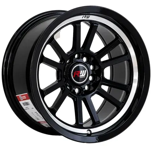 14X7 100/114.3X8 ET-10 CB73.1 BLACK MACHINE/UNDERCUT RED/LIP POLISH - 1