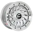 16X8 130/139.7X12 ET-5 CB100.1 SILVER MACHINE/LIP POLISH/RIVET BLACK