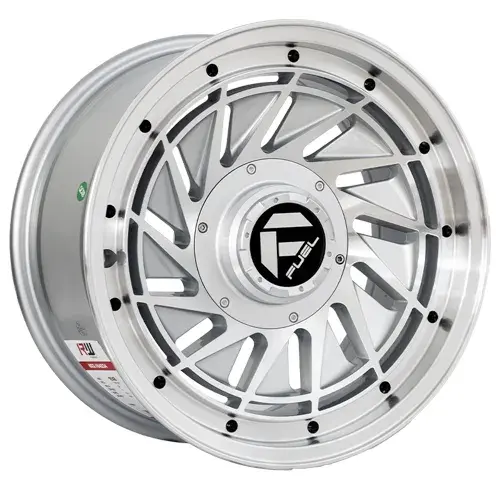 16X8 130/139.7X12 ET-5 CB100.1 SILVER MACHINE/LIP POLISH/RIVET BLACK - 1