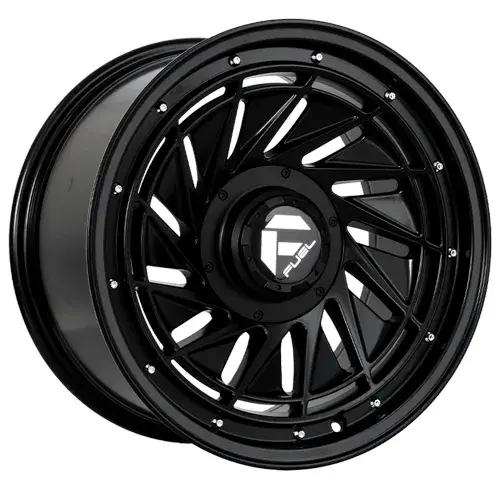 16X8 130/139.7X12 ET-5 CB100.1 BLACK/LIP POLISH BLACK/RIVET - 1