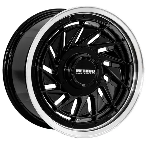16X8 130/139.7X12 ET-5 CB100.1 SILVER MACHINE/LIP POLISH/RIVET BLACK - 1