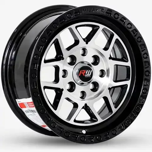13X6 100/114.3X8 ET15 CB73.1 BLACK/MACHINE RED/RING BLACK/RIVET BLACK - 1