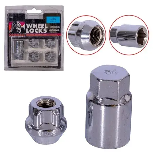 KIT SEGURIDAD CONICA GORILLA 5PCS 22MM 10X1.25 D19 NIQUELADO - 1