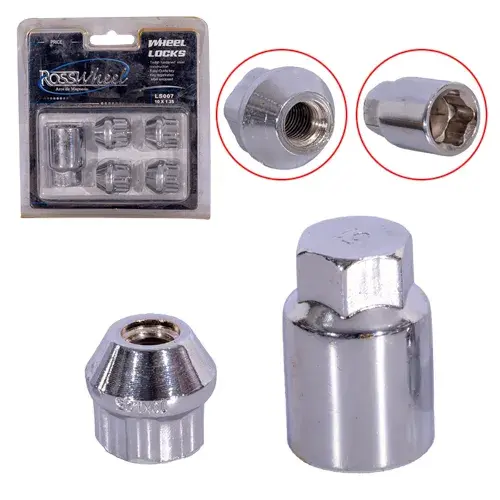 KIT SEGURIDAD CONICA RW ROSWHEEL 5PCS 22MM 10X1.25 D19 NIQUELADO - 1