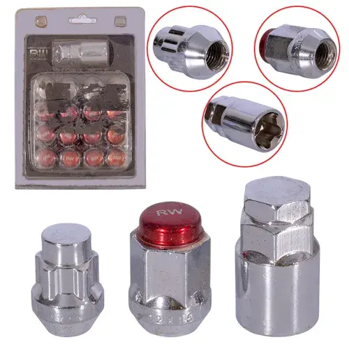 KIT SEGURIDAD ROJA RW 5PCS 32MM / 12PCS 33MM 12X1.50 D19 NIQUELADO - 1