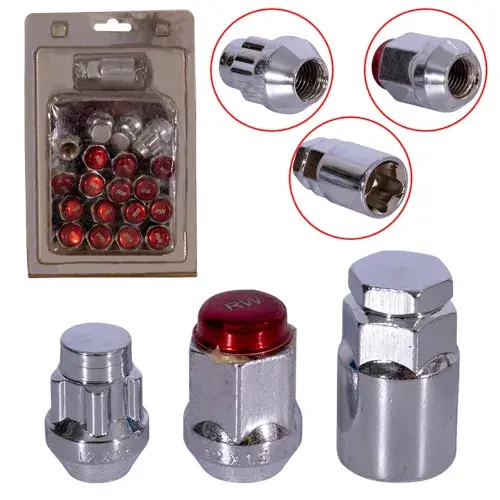 KIT SEGURIDAD ROJA RW 5PCS 32MM / 12PCS 33MM 12X1.50 D19 NIQUELADO - 1