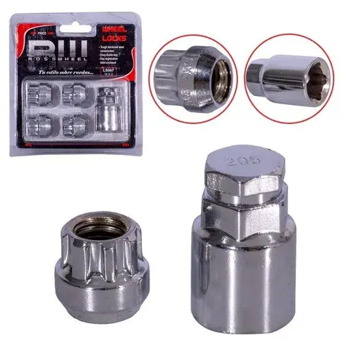 KIT SEGURIDAD CONICA RW ROSWHEEL 5PCS 22MM 14X2 D19 NIQUELADO - 1