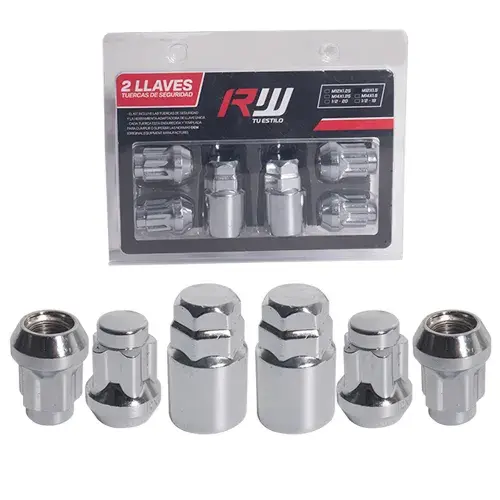 KIT SEGURIDAD CONICA RW TU ESTILO 6PCS 23MM 12X1.50 D19-21 DOBLE CANDADO CROMADO - 1