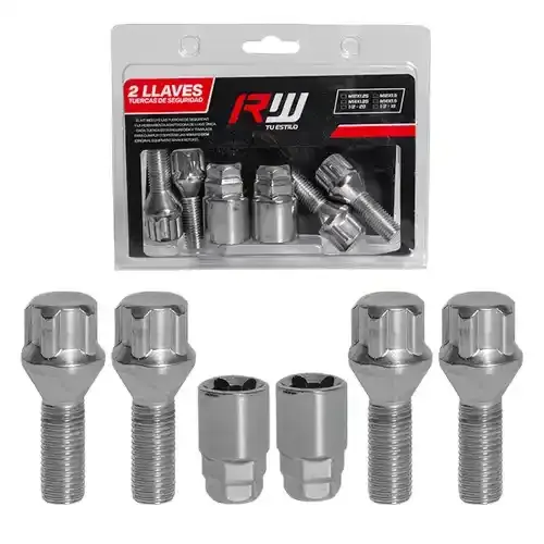 PERNO KIT SEGURIDAD 52MM 12X1.25 6PCS DOBLE CANDADO RW D19-21 - 1