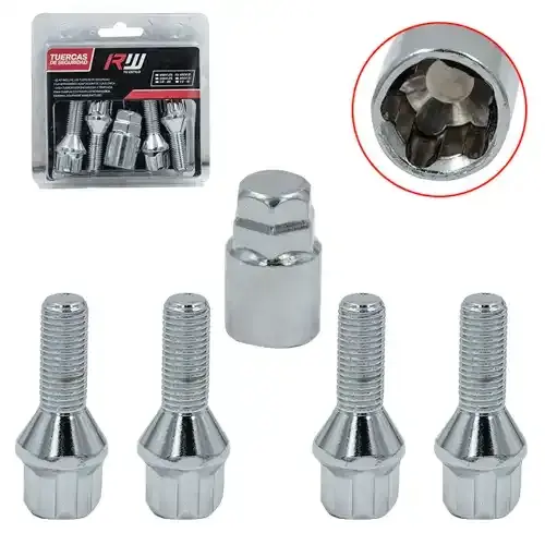 KIT SEGURIDAD "RW TU ESTILO" 56MM 12X1.50 5PCS D19-21 NIQUELADO - 1