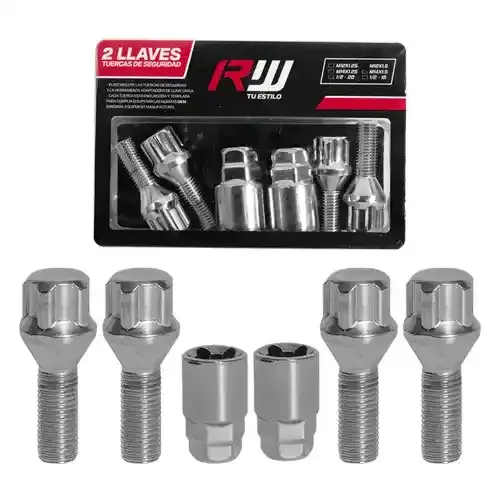 PERNO KIT SEGURIDAD 52MM 12X1.5 6PCS DOBLE CANDADO RW D19-21 - 1